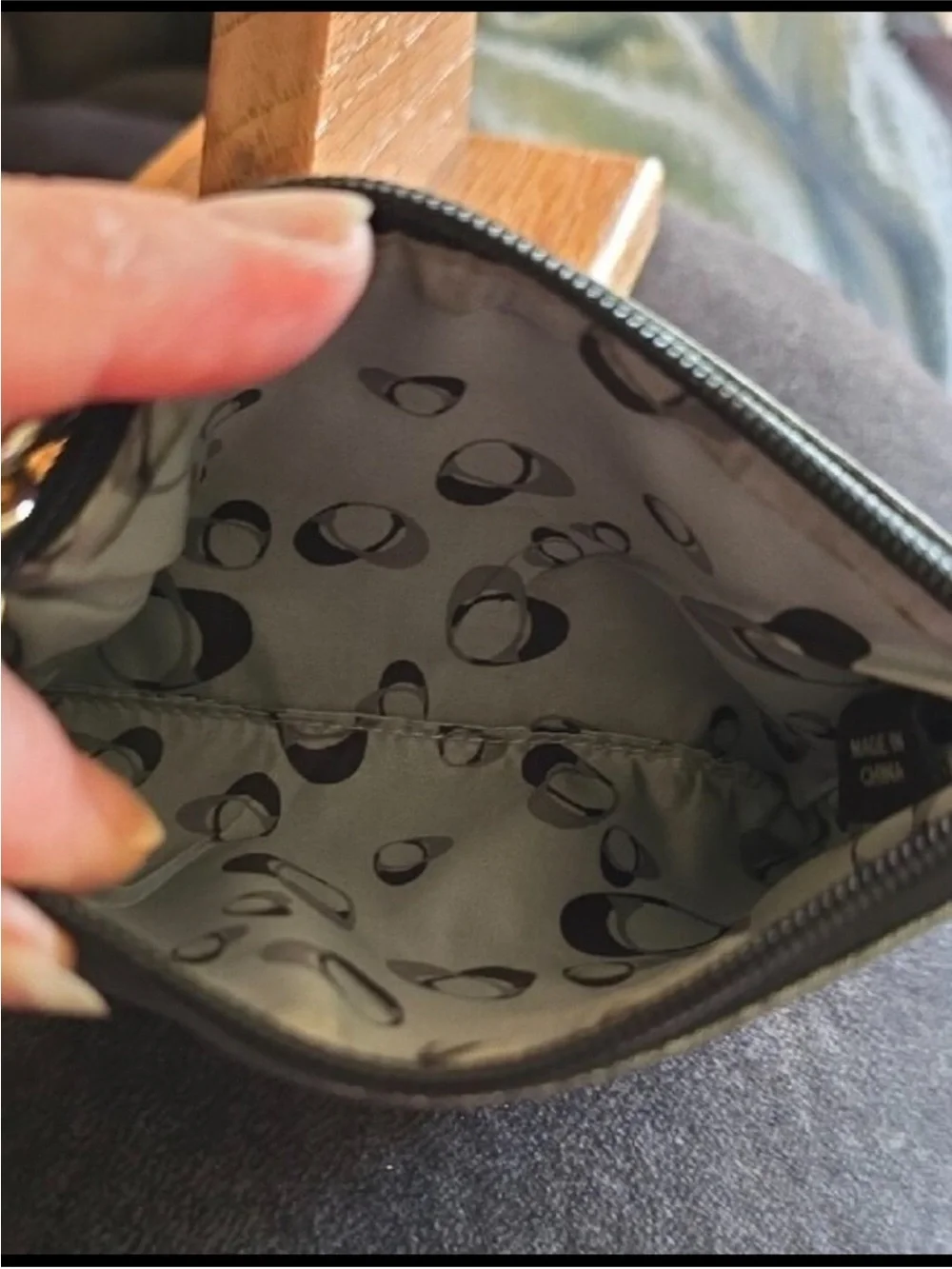 Coach Metallic Gray Poppy Wristlet LIKE NEW